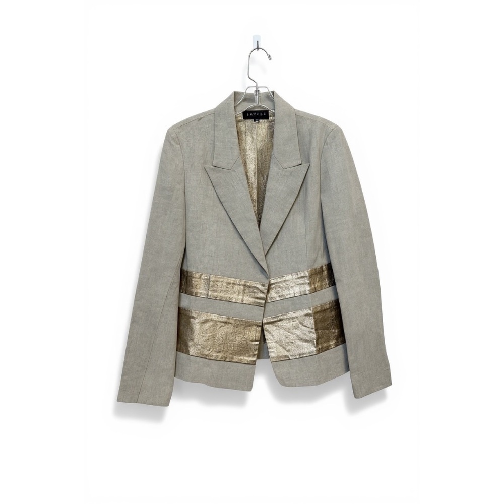 ✨  Women’s LAVEER Elegant Beige and Gold Blazer Size 10 NWT - Picture 6 of 6